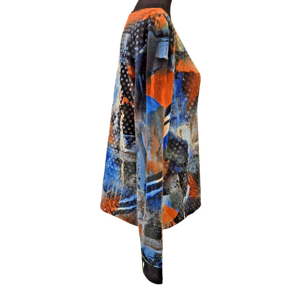 Erin London Woman's Casual Clear Shiny Tunic Top Round Neck Long Sleeve Size L - Picture 4 of 8